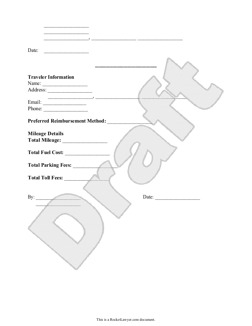 Free Mileage Reimbursement Form Free to Print, Save & Download