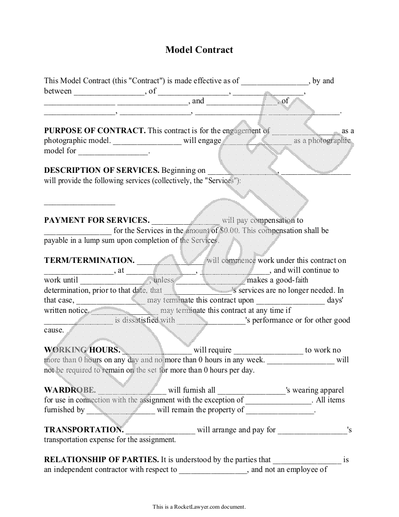 Sample Model Contract Template