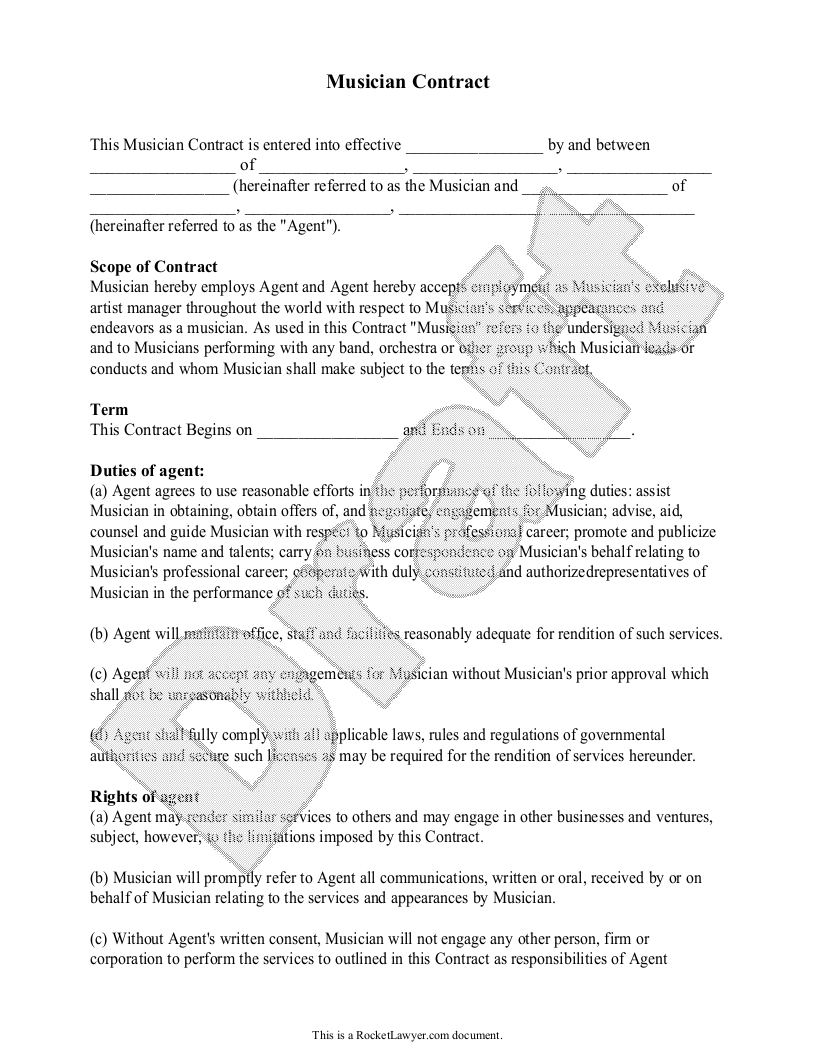 Sample Musician Contract Template
