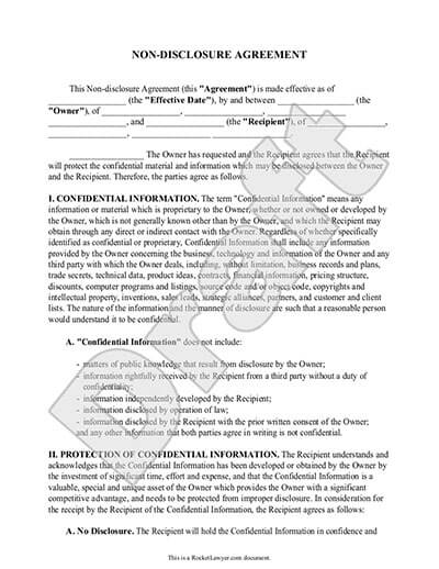 Free Non Disclosure Agreement Free To Print Save Download