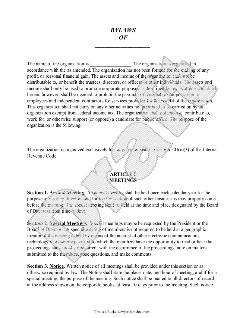 Printable Non Profit Organization Nonprofit Bylaws Template Printable Templates