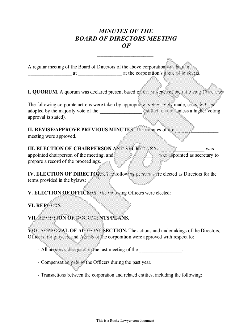 Free Non-Profit Minutes  Free to Print, Save & Download With Regard To Non Profit Board Meeting Minutes Template