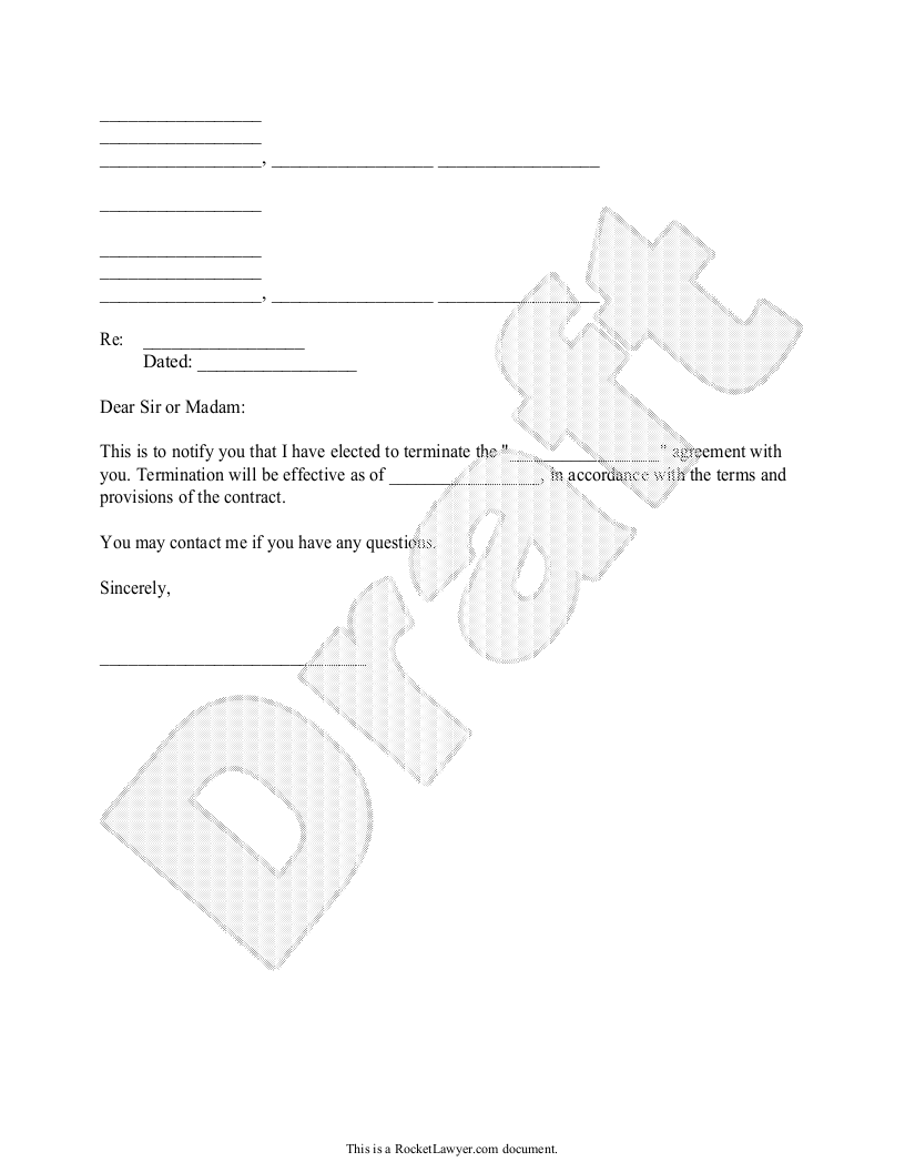 Sample Notice of Contract Termination Template