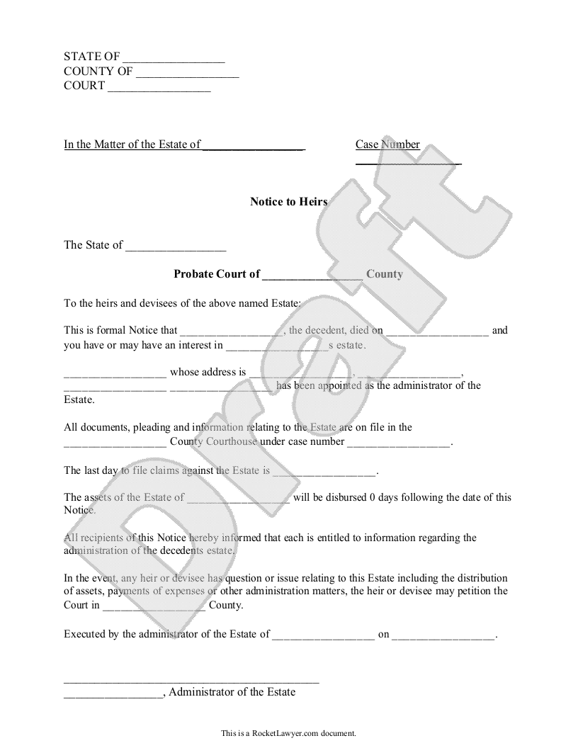 Free Notice to Heirs Free to Print, Save & Download Free Notice to Heirs Free to Print, Save & Download