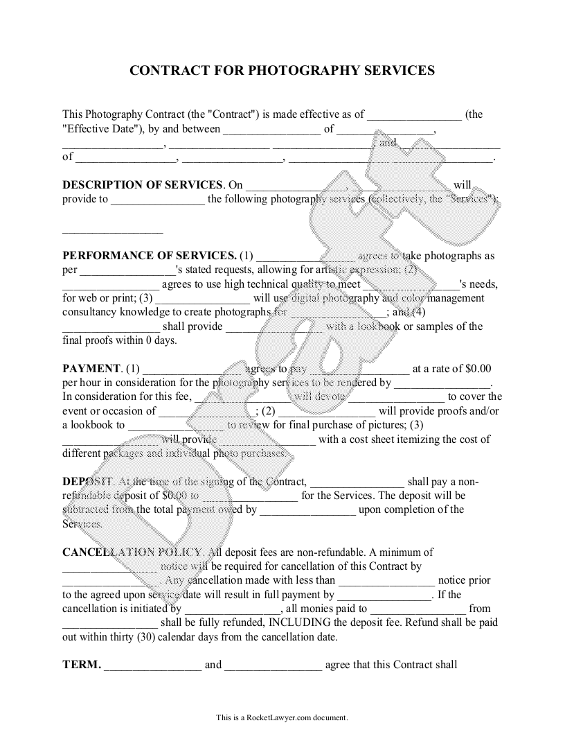 Free Photography Contract  Free to Print, Save & Download Within free contract manufacturing agreements templates