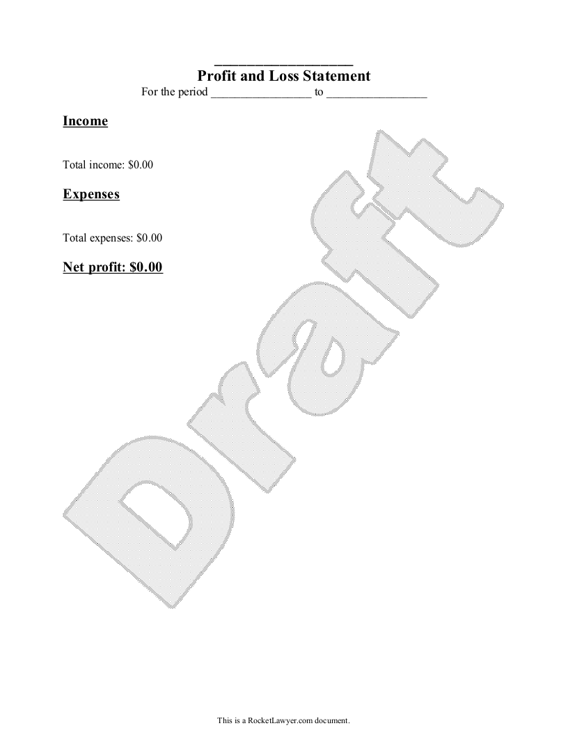Free Profit and Loss Form | Free to Print, Save & Download