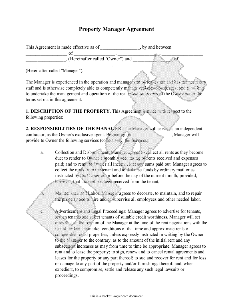 Free Property Manager Agreement Free to Print, Save & Download Inside landlords property management agreement template Free Property Manager Agreement Free to Print, Save & Download Inside landlords property management agreement template