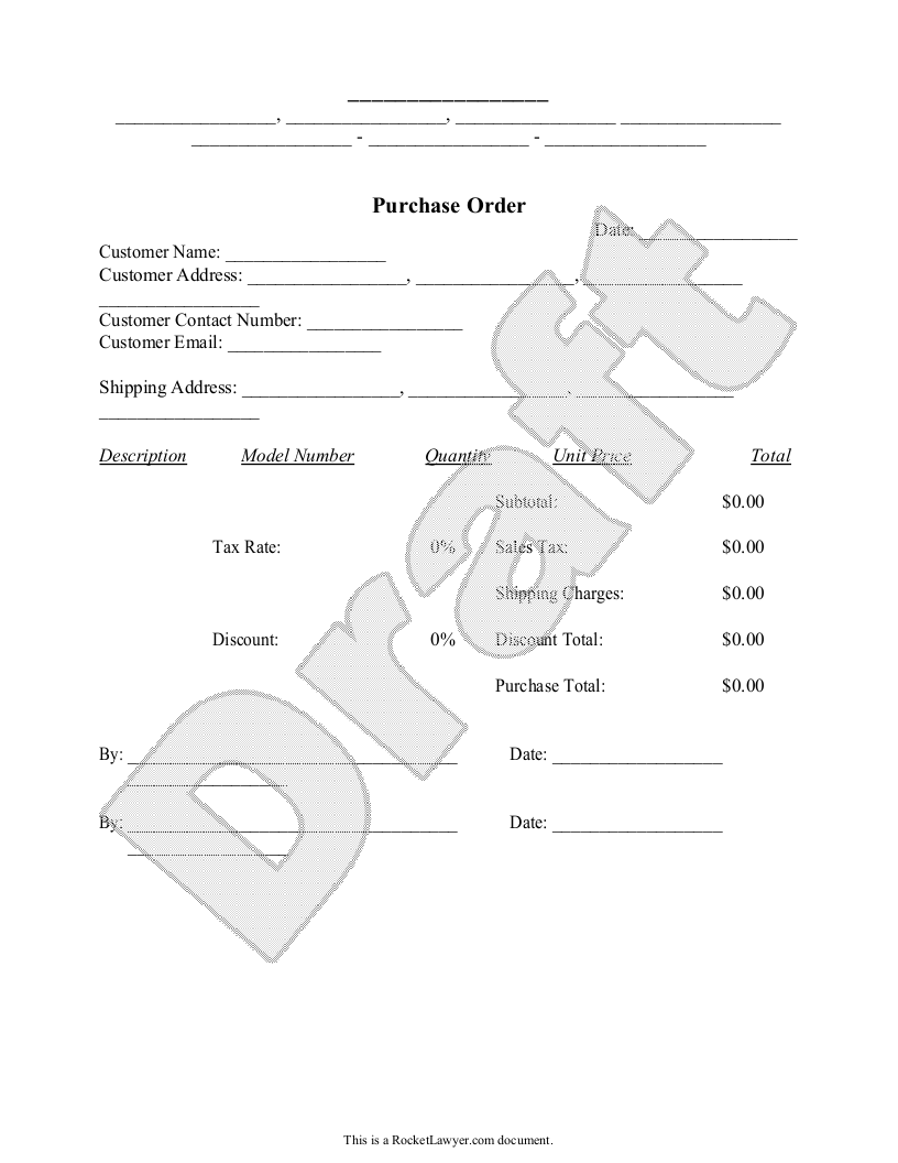 Free Purchase Order Free To Print Save Download