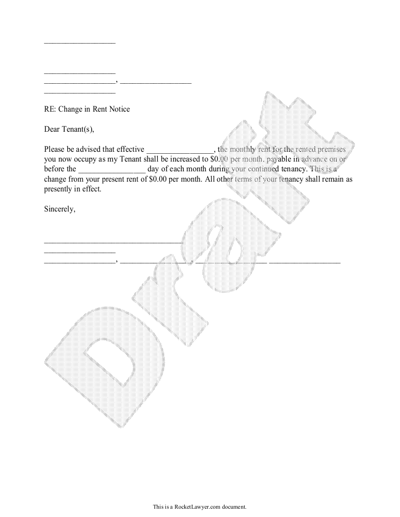 Free Rent Increase Letter  Free to Print, Save & Download In Rent Increase Letter Template