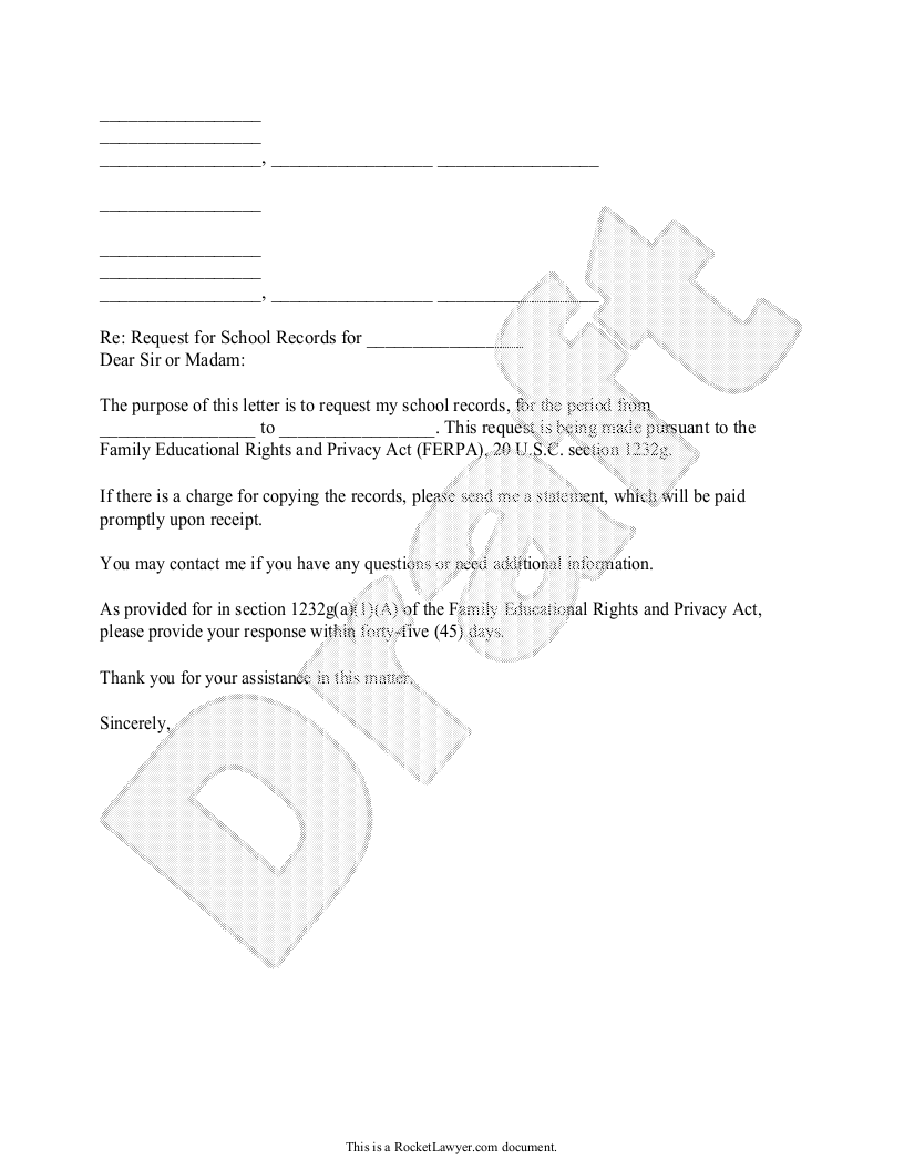 Free Request For Copy Of School Records Free To Print Save Download