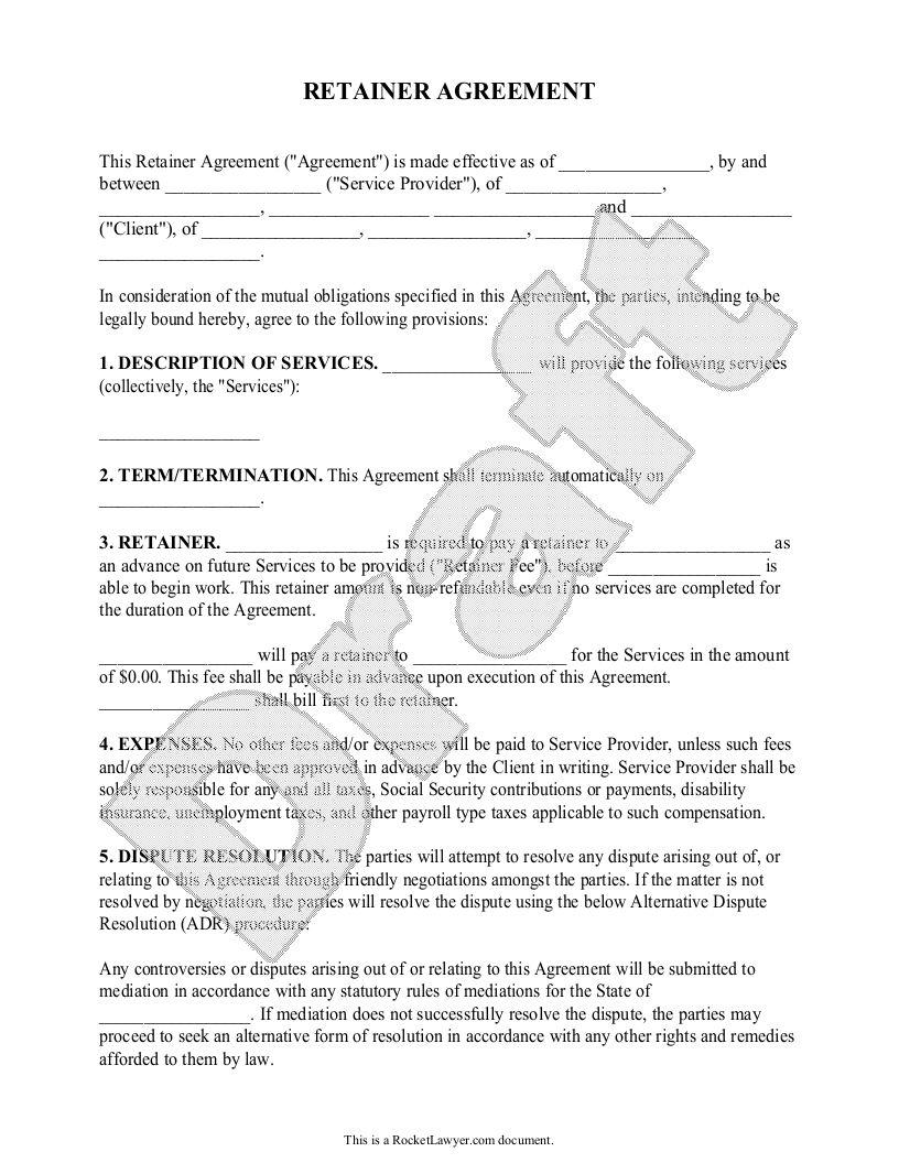 Design Retainer Agreement Templates PARAHYENA