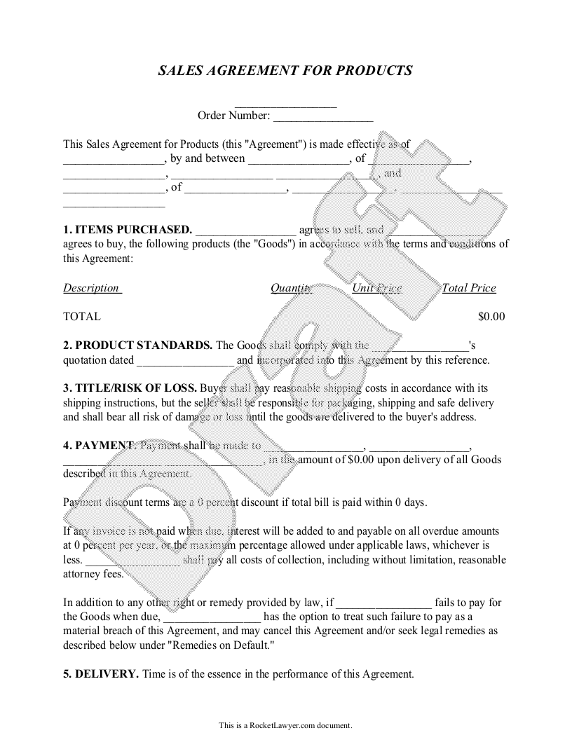 Sample Sales Contract Template