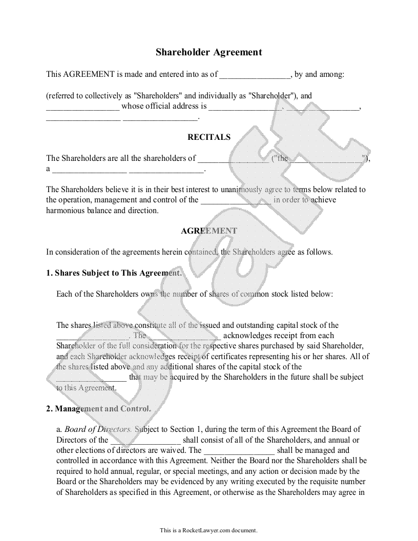 Free Shareholder Agreement Free to Print, Save & Download For shareholders agreement template for small business Free Shareholder Agreement Free to Print, Save & Download For shareholders agreement template for small business