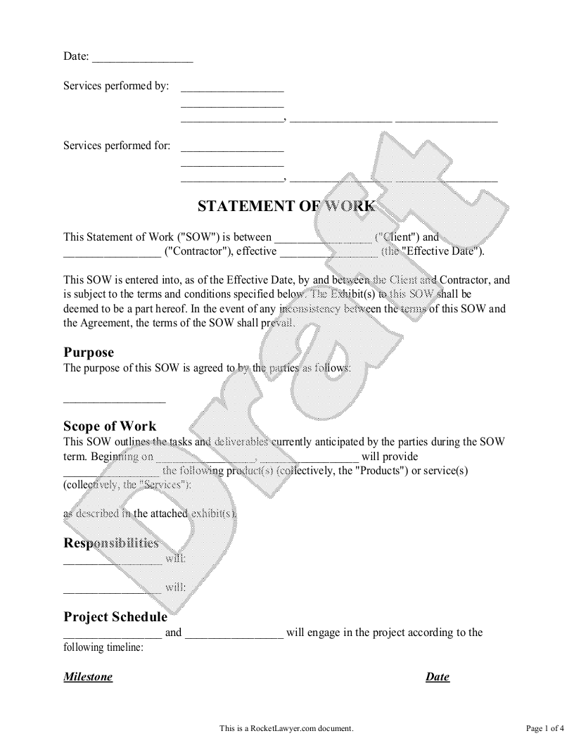 Sample Statement of Work Template