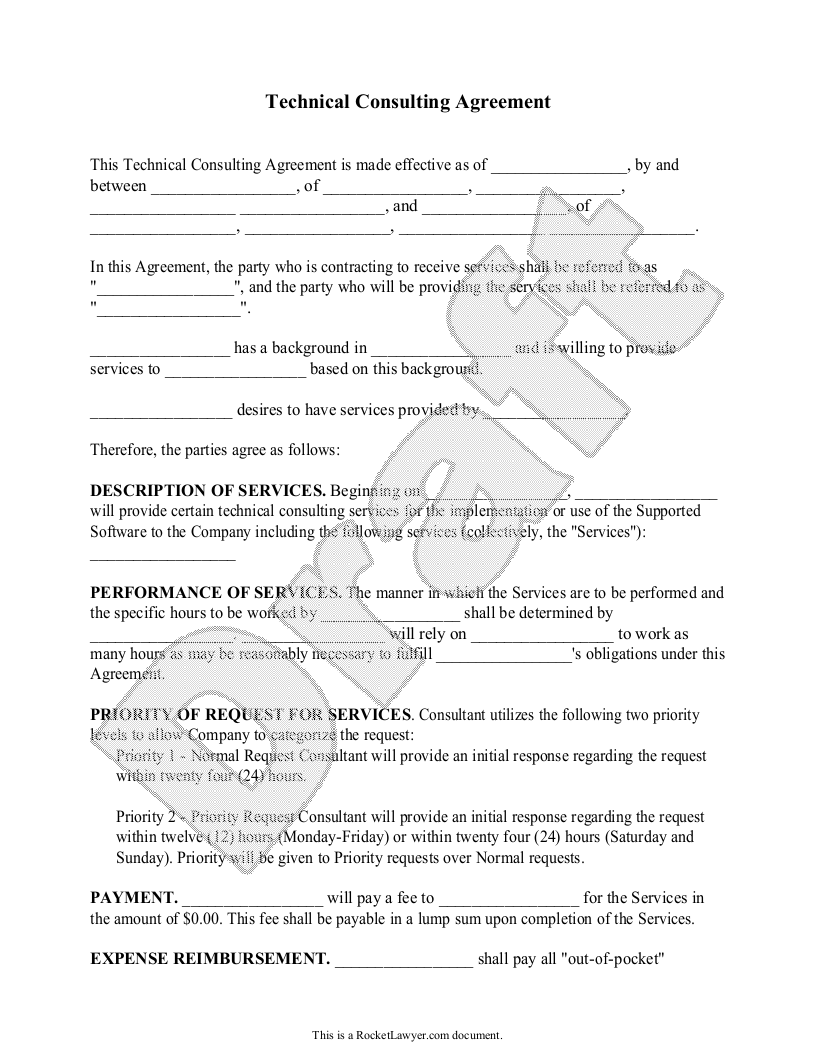 Free Technical Consulting Agreement  Free to Print, Save & Download In short consulting agreement template