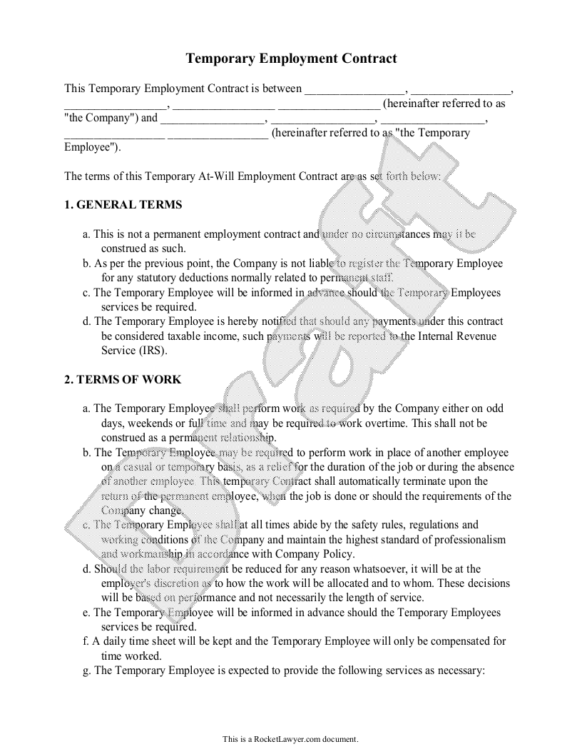 temporary contract assignments definition