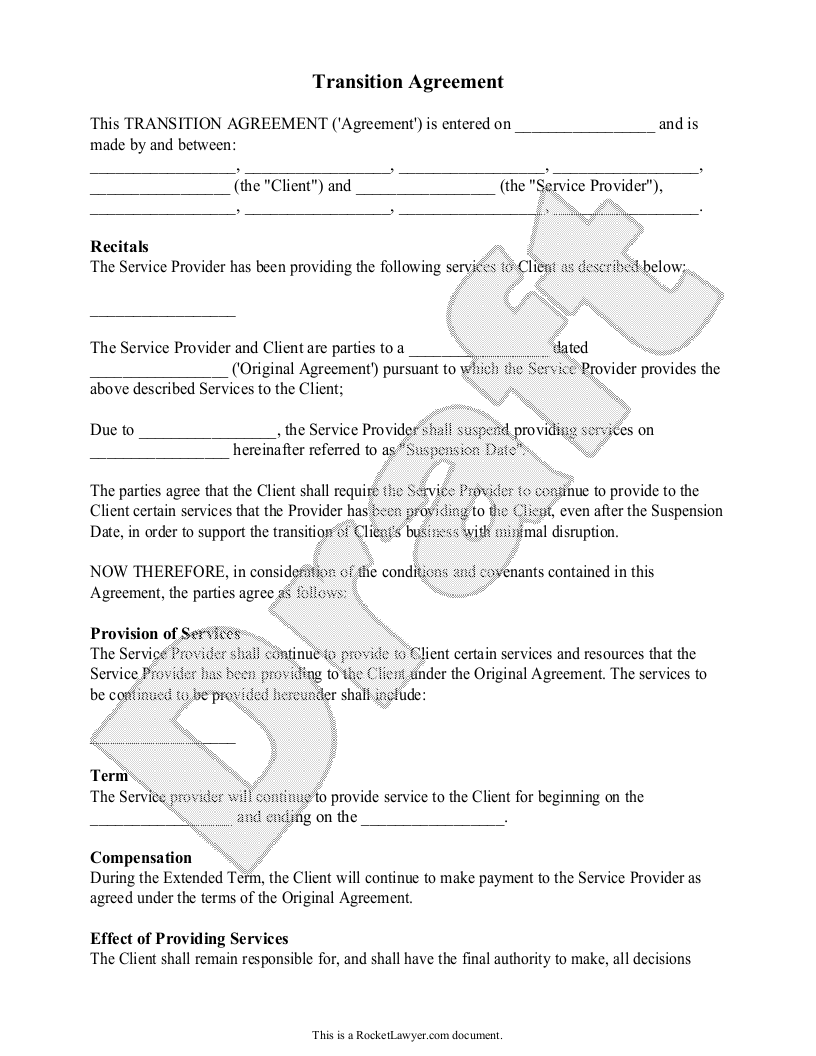 Sample Transition Agreement Template