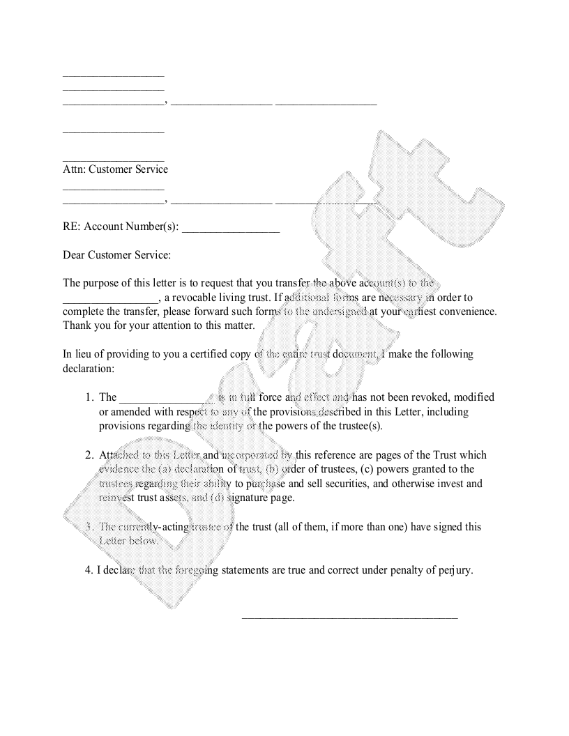 Free Trust Letter To Bank Or Broker Free To Print Save Download