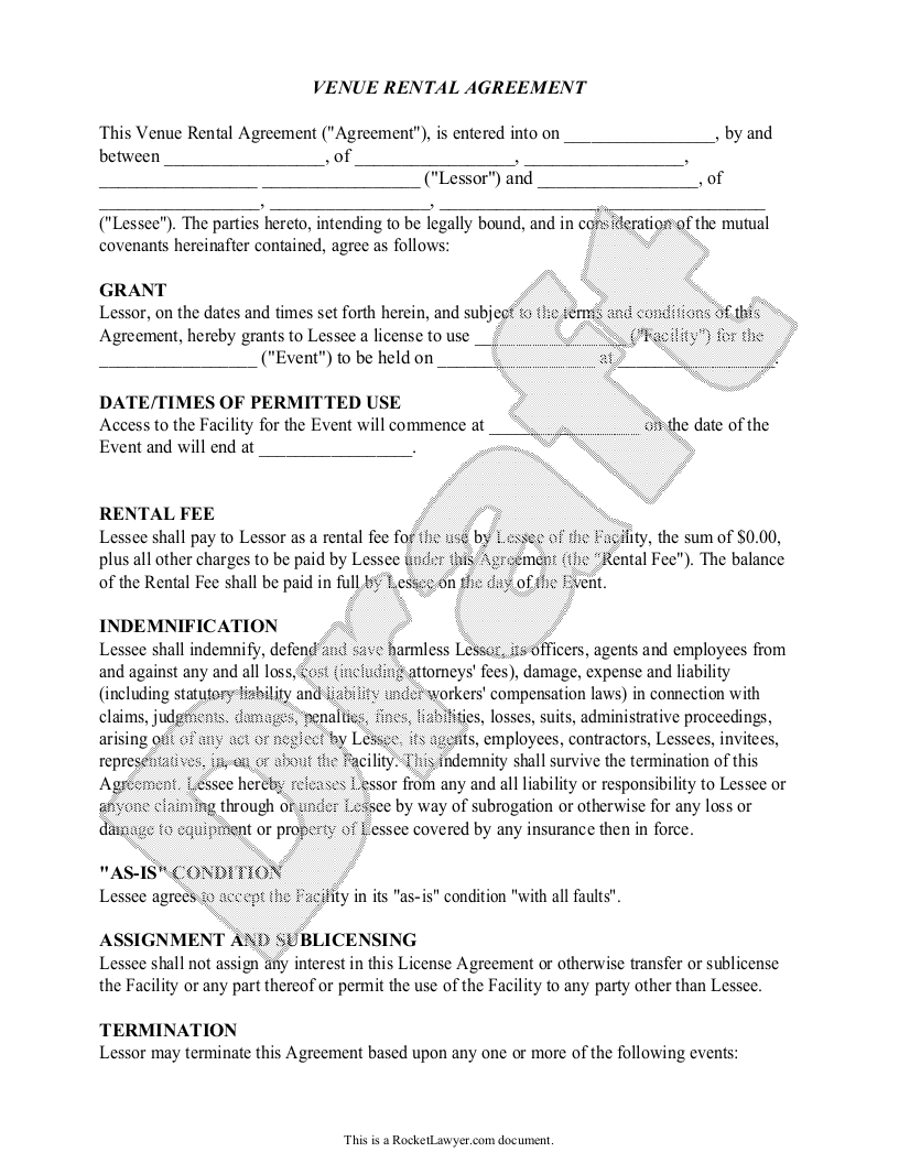 Free Venue Rental Agreement  Free to Print, Save & Download Inside venue rental agreement template
