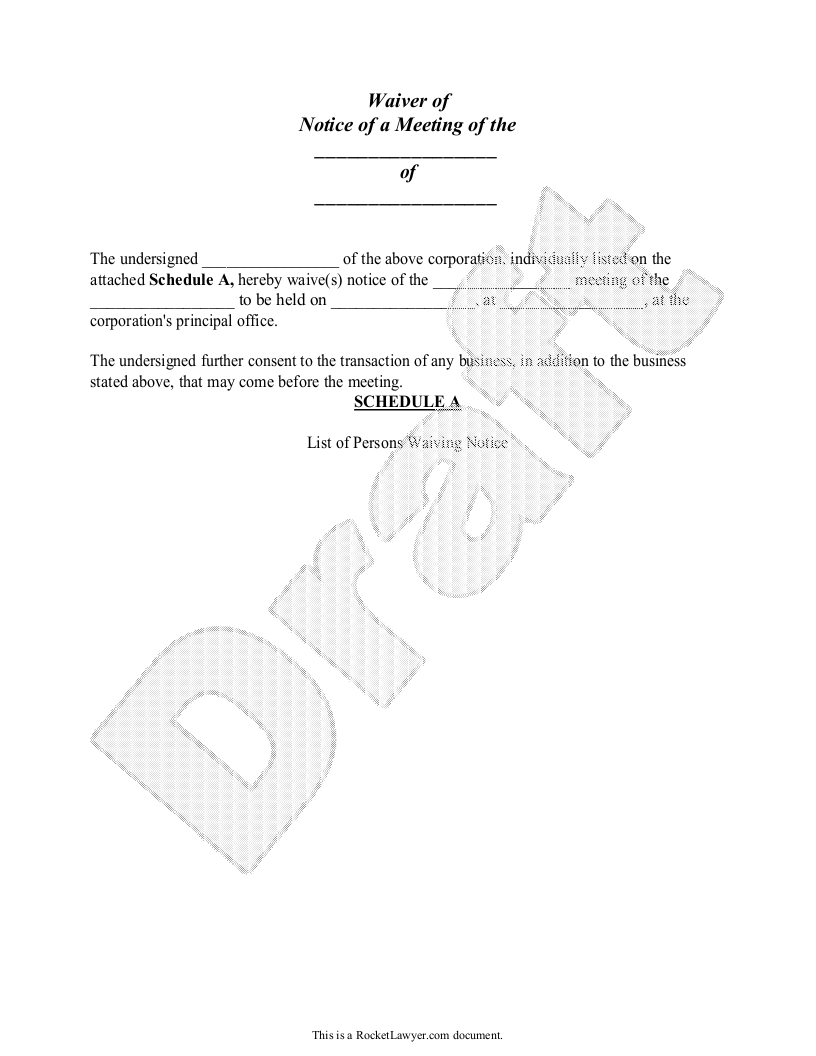 Free Waiver of Notice  Free to Print, Save & Download Pertaining To Meeting Notice Template