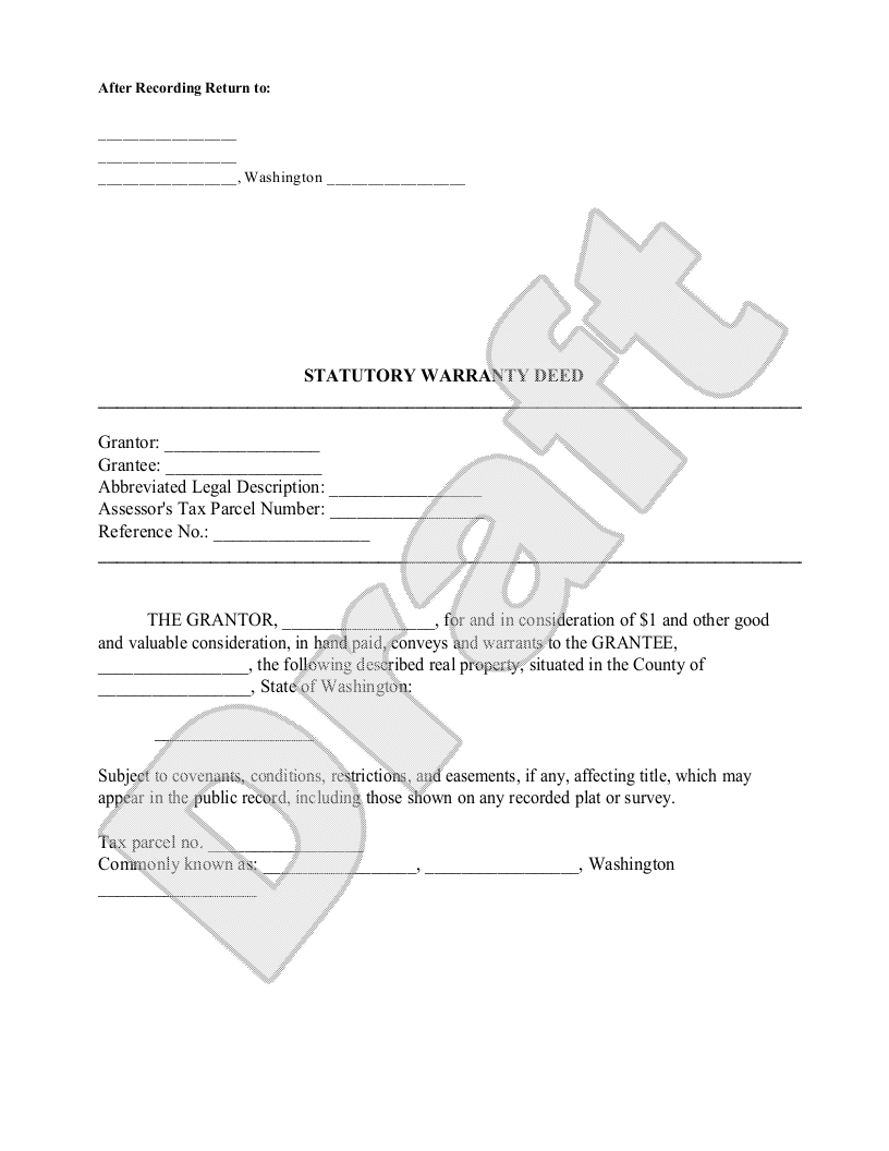 Free Washington Warranty Deed Template | Rocket Lawyer