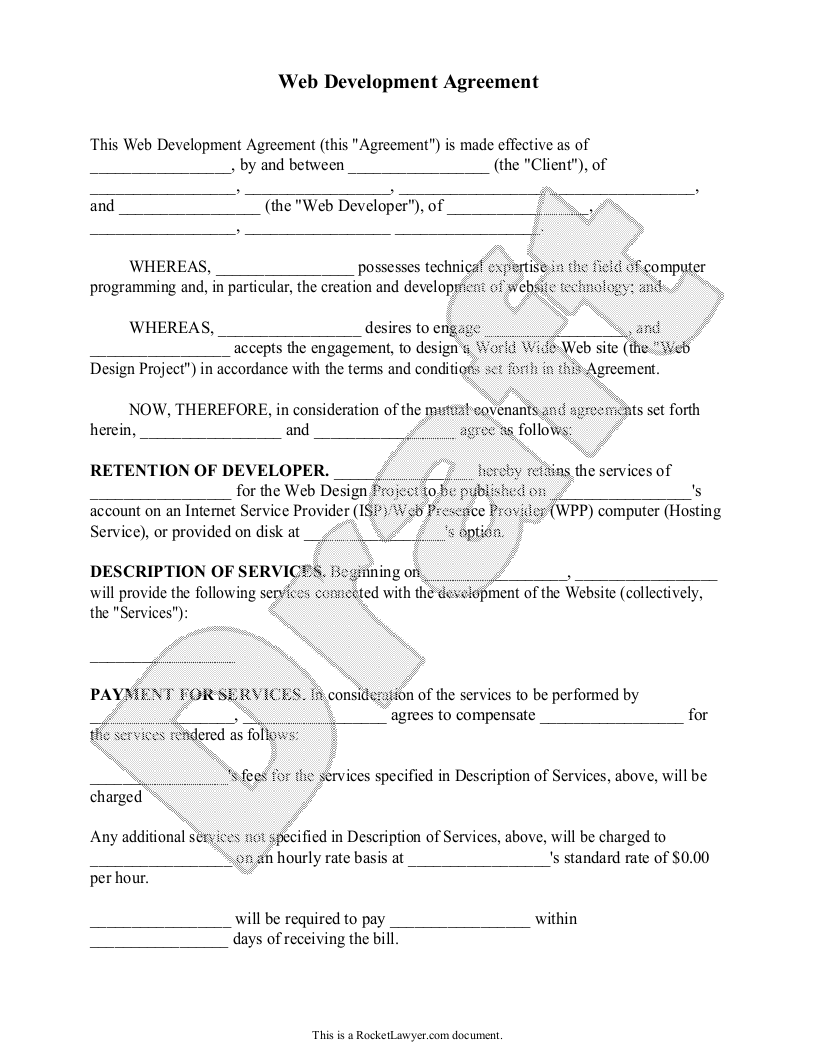 Free Web Development Agreement Free to Print, Save & Download Inside website development agreement template Free Web Development Agreement Free to Print, Save & Download Inside website development agreement template