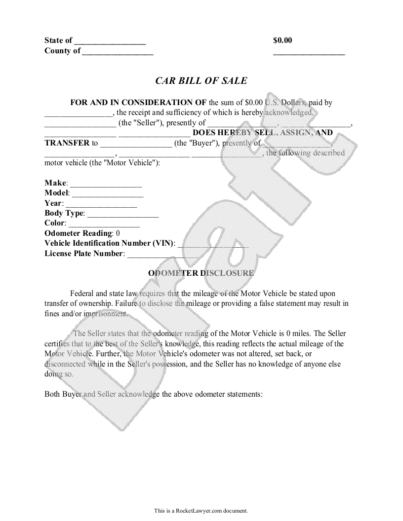 Car Bill of Sale