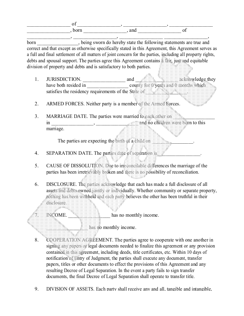 Marriage Separation Agreement