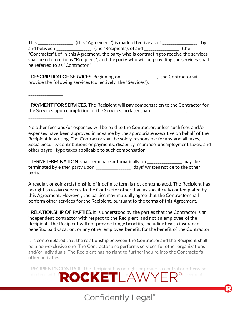 Independent Contractor Agreement document preview