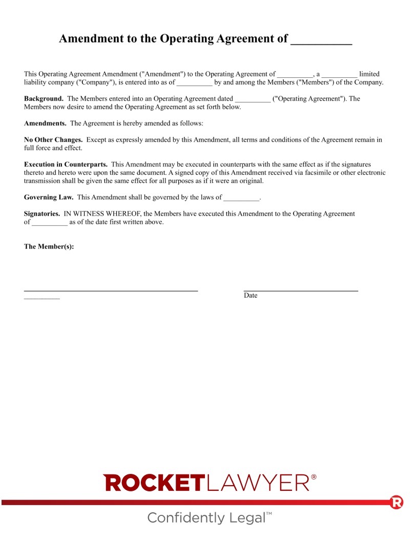 LLC Operating Agreement Amendment document preview