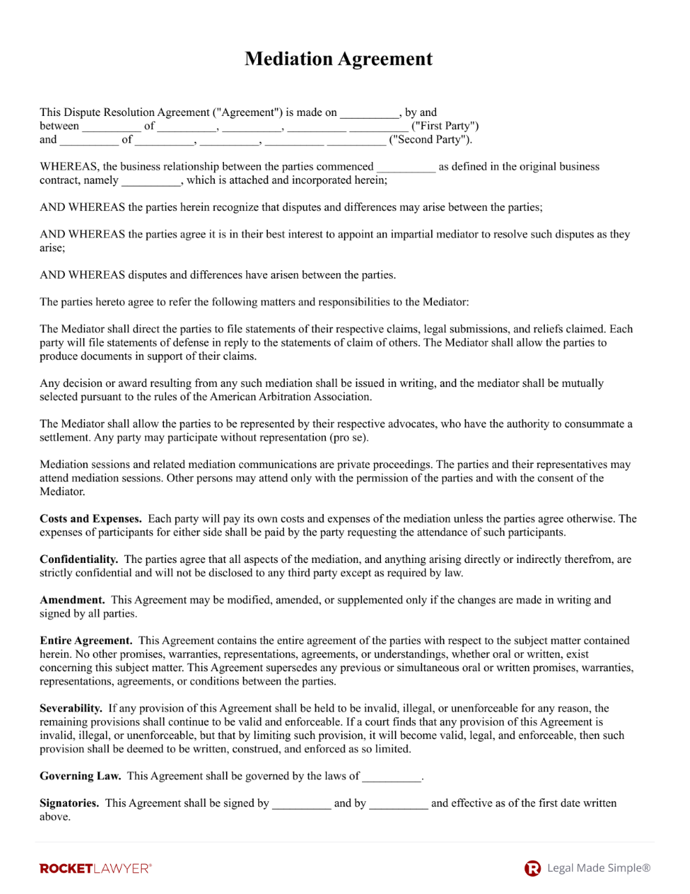 Alternative Dispute Resolution (ADR) Agreement document preview