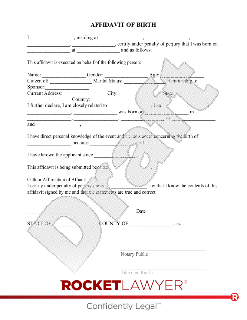 MAKE YOUR FREE Affidavit Of Birth Affidavit For Proof Of Birth