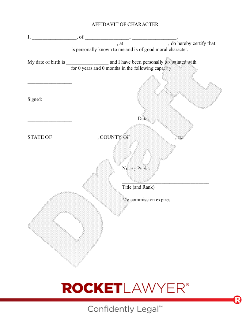 Affidavit of Character document preview