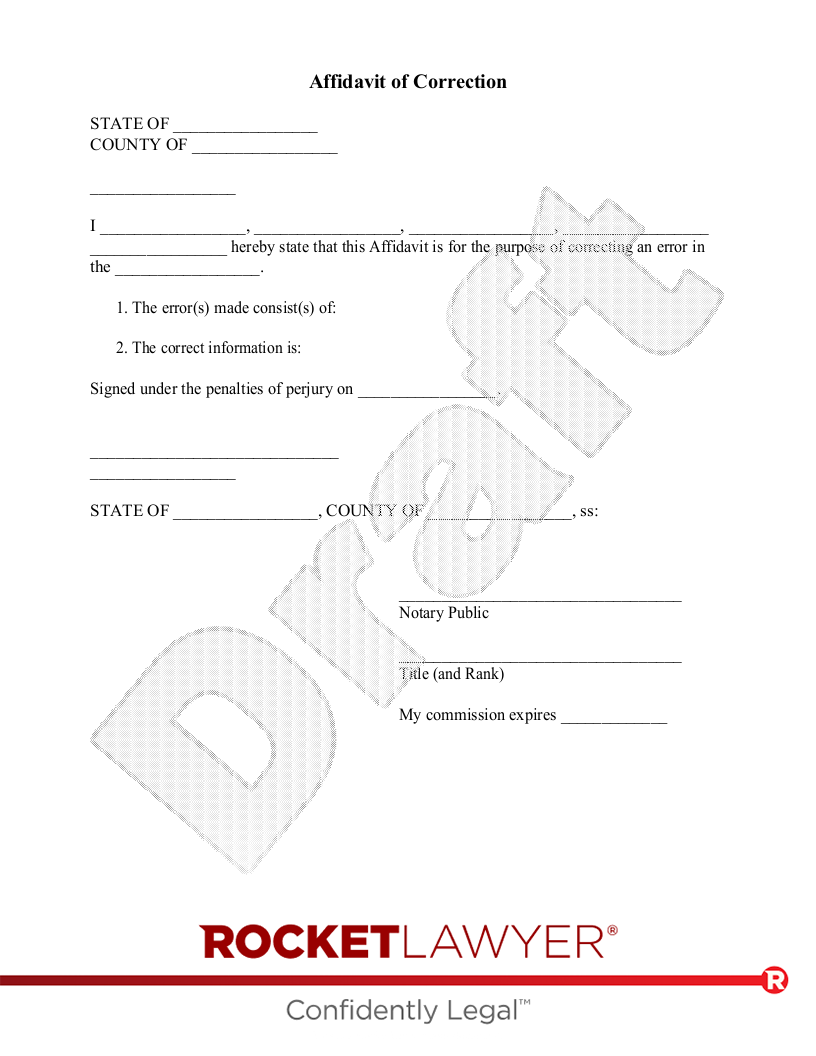 Affidavit of Correction document preview