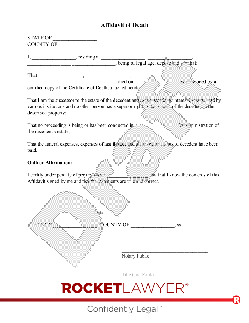 Affidavit of Death document preview