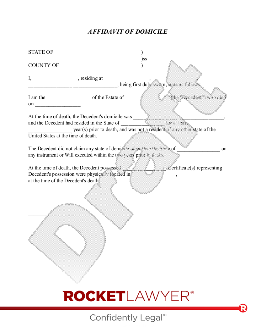 Affidavit of Domicile document preview