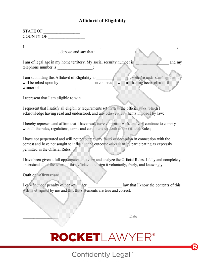 Affidavit of Eligibility document preview