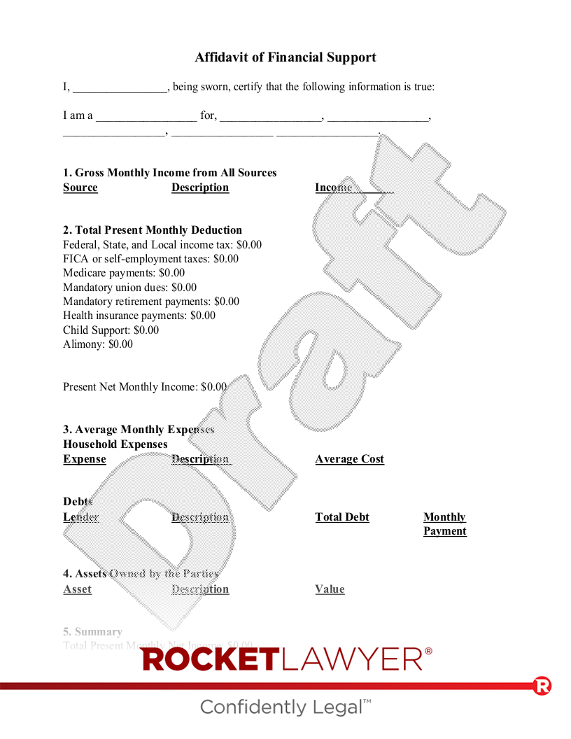 Affidavit of Financial Support document preview