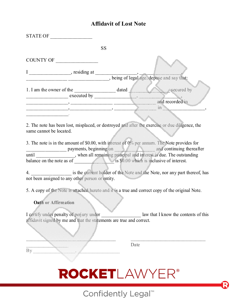 Affidavit of Lost Note document preview
