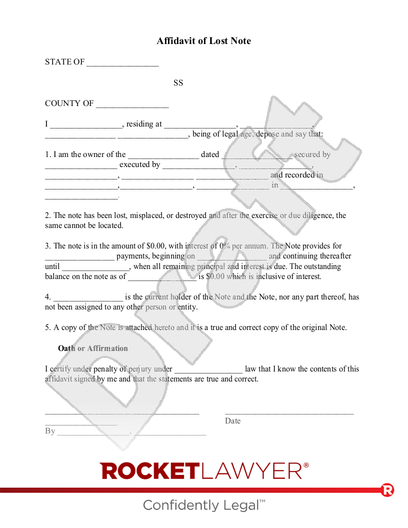 Free Affidavit Of Lost Note Make Download Rocket Lawyer free-affidavit-of-lost-note-make-download-rocket-lawyer