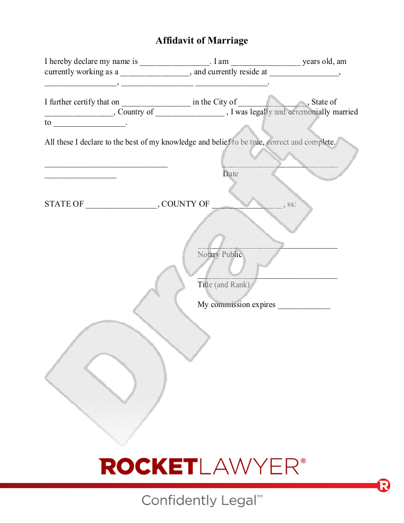 Affidavit of Marriage document preview