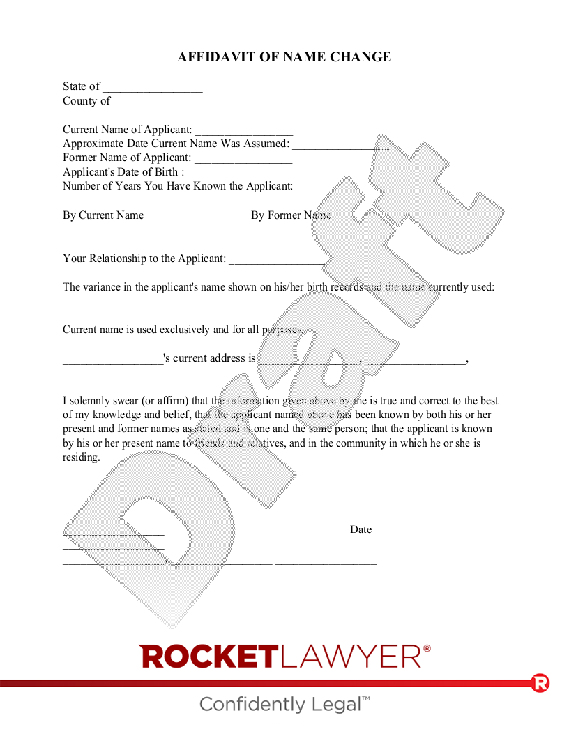 Affidavit of Name Change document preview