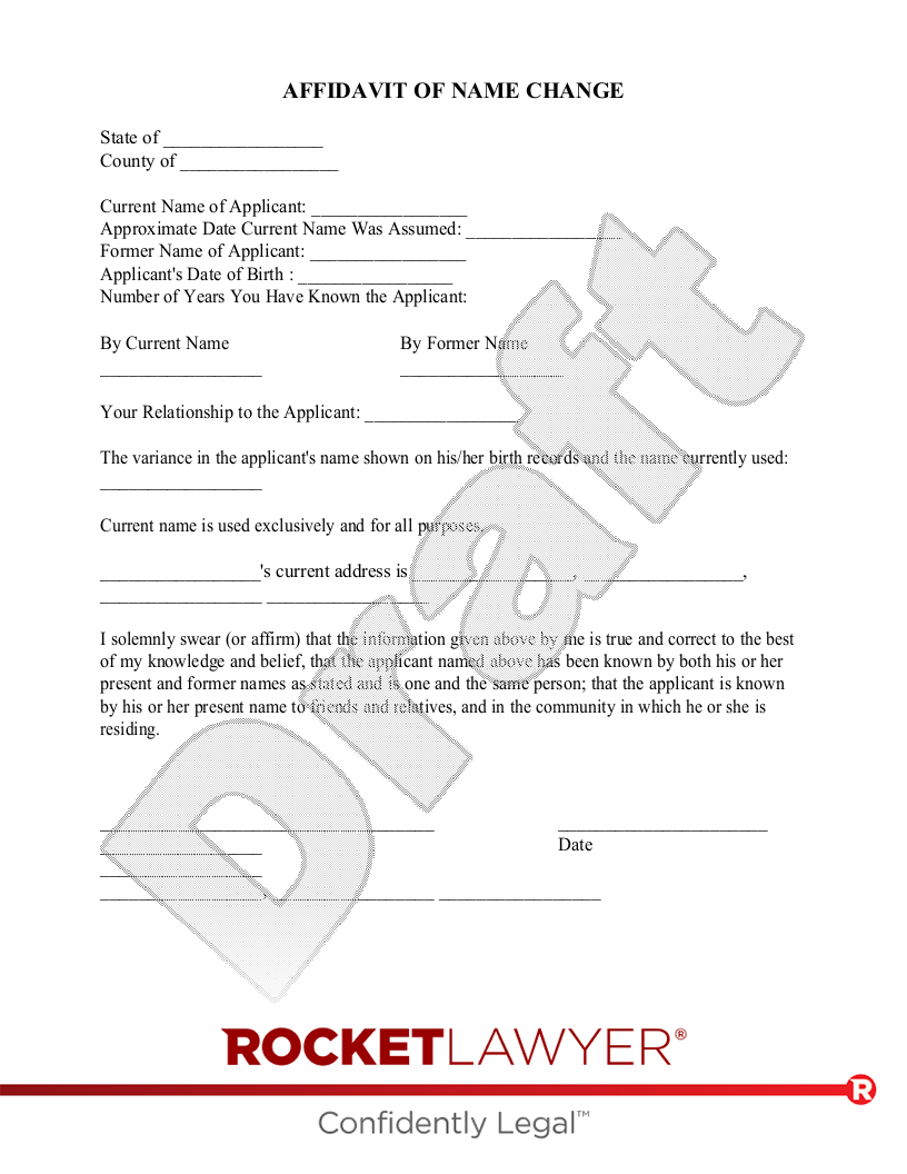 Free Affidavit of Name Change Free to Print, Save & Download