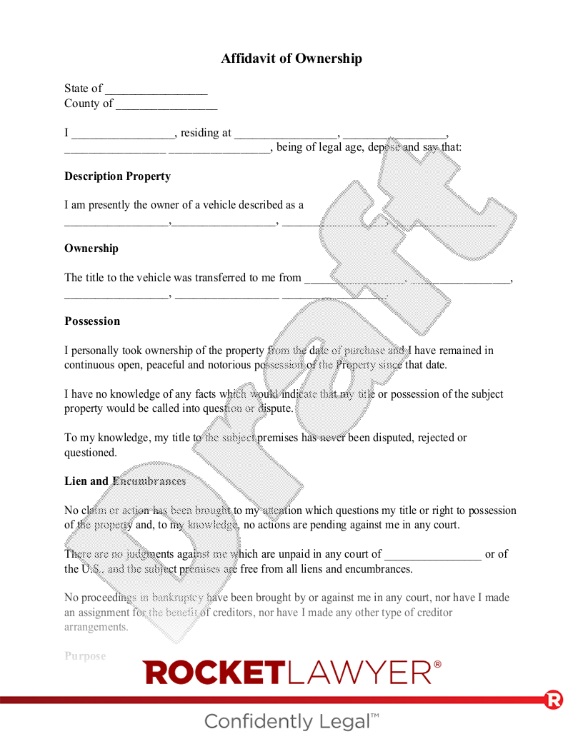 Affidavit of Ownership document preview