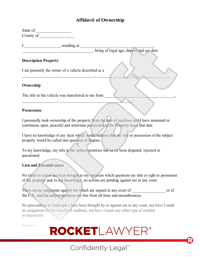 MAKE YOUR FREE Affidavit Of Ownership Affidavit Of Ownership Form