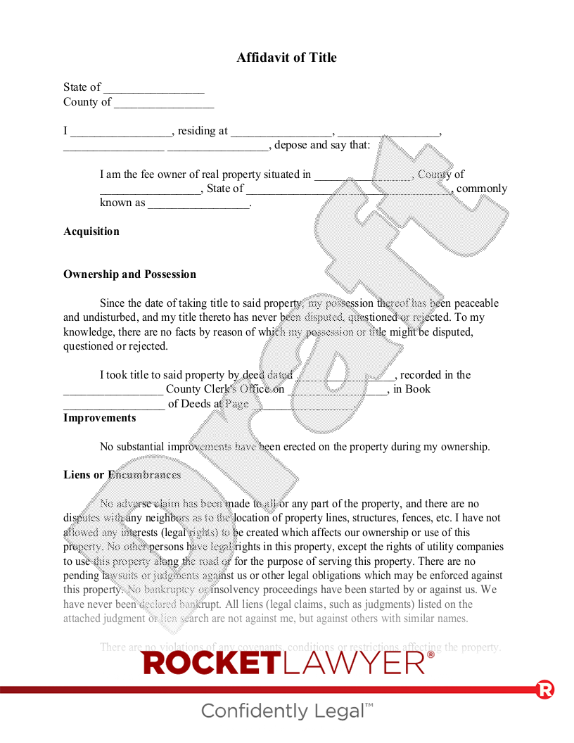 Affidavit of Title document preview