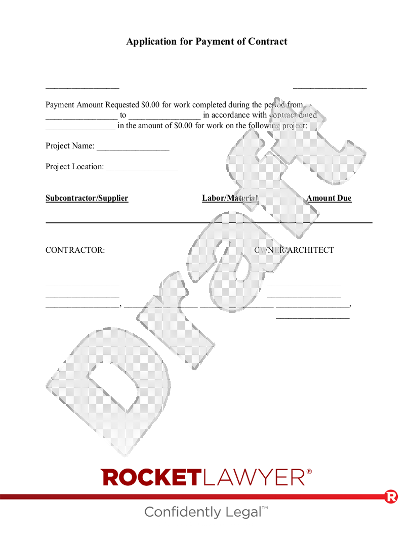 Application for Payment of Contract document preview
