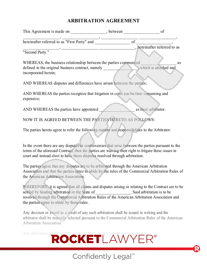Arbitration Agreement document preview