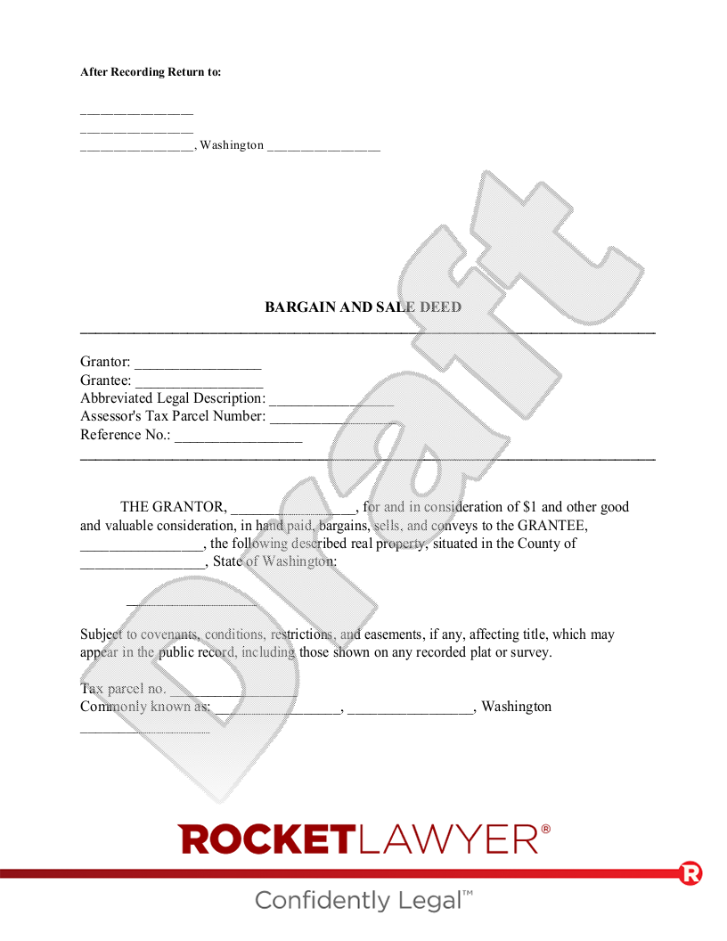 Washington Bargain and Sale Deed document preview