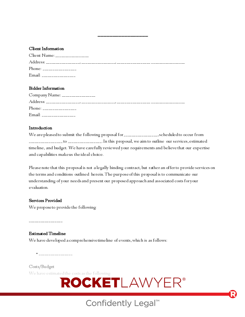 Free Bid Proposal: Make, Sign Download - Rocket Lawyer